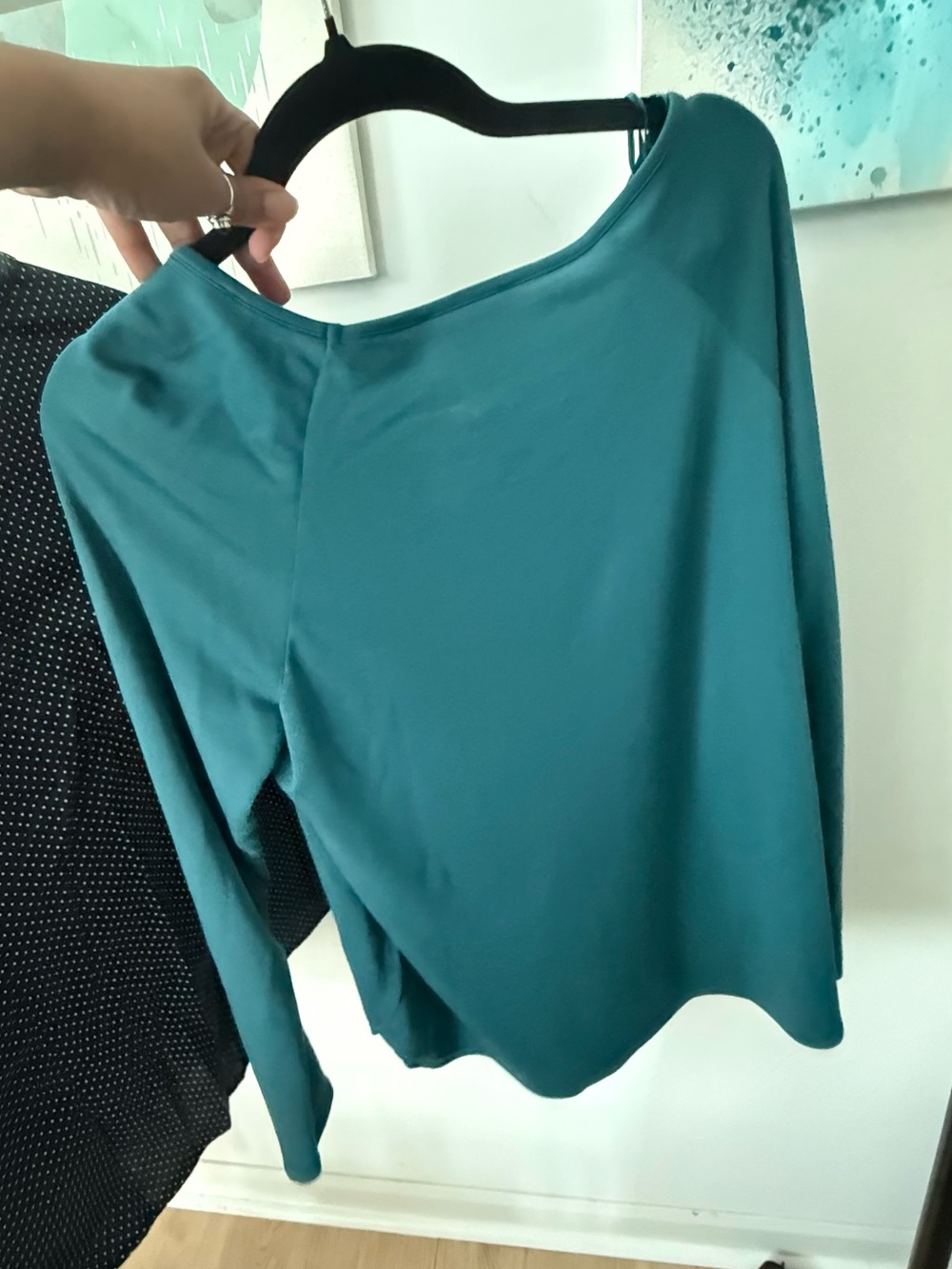 H by Halston Teal Keyhole Ruched Shoulder Long Sleeve Blouse - Size M - Picture 6 of 13